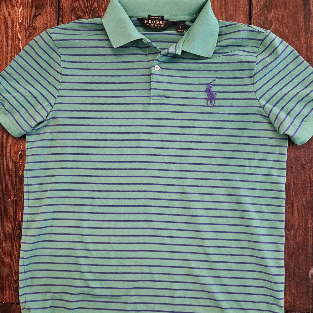 Ralph Lauren Polo Golf Green and Purple Striped Shirt